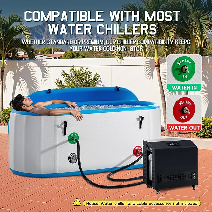 Albott Inflatable Cold Plunge Tub for Athletes, Ice Bath Tub with Insulated Lid Non-Slip Mat, Water Chiller Compatible, Portable for Indoor & Outdoor Recovery, 210 Gal, 71" L x 35" W x 30" H