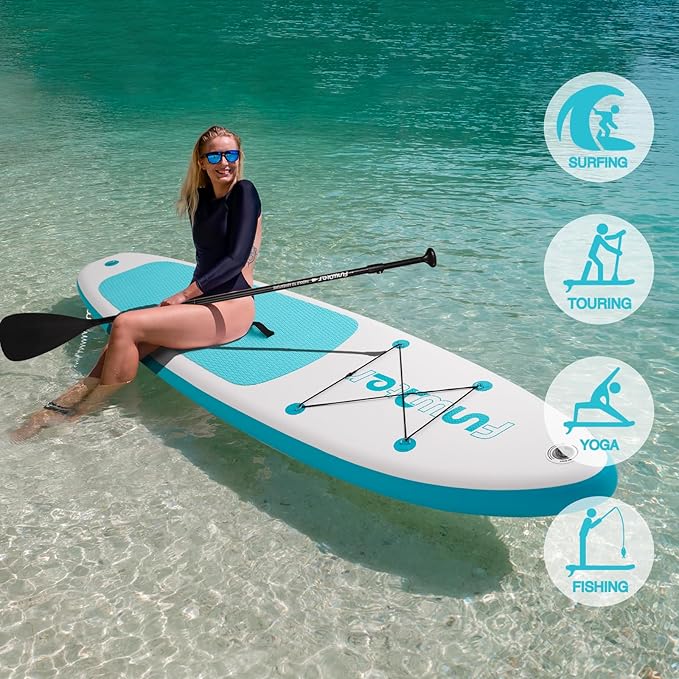 FunWater Inflatable Ultra-Light Stand Up Paddle Board for All Skill Levels with Premium SUP Paddleboard Accessories,Non-Slip Comfort Deck for Youth & Adults