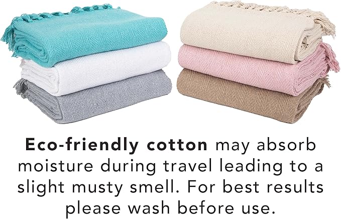 Arkwright Common Ground Bulk Blankets - Pack of 12 - Reversible 100% Cotton All Season Lightweight Couch Bed Throws for Wedding Guests, Travel, and Outdoor Events, 50 x 70 in, White