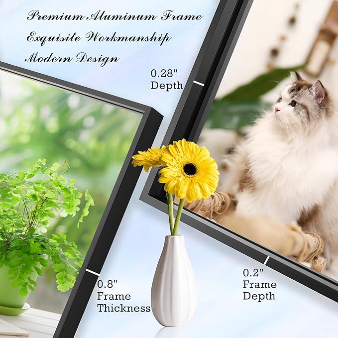 60x36 Inch Black Bathroom Mirror for Wall, Aluminum Frame Rectangle Rectangular Vanity Mirror, Modern Large for Bedroom, Living Room, Horizontal or Vertical