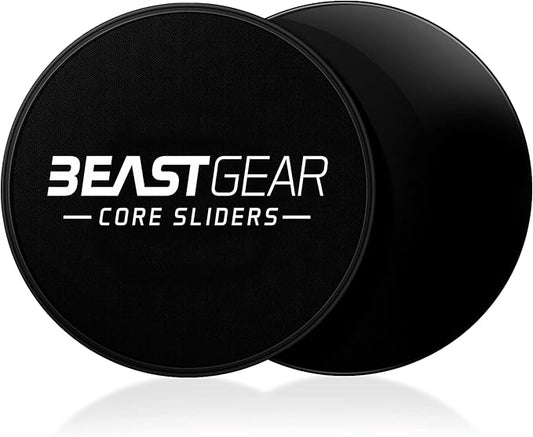 Core Sliders by Beast Gear – Double Sided Gliding Discs for Abdominal Exercises - Carpet and Hard Floors