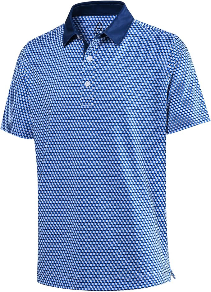 DEOLAX Mens Polo Shirts Fashion Print Mens Golf Shirt Dry Fit Mens Golf Polo Short Sleeve Quick Dry Funny Golf Shirt for Men
