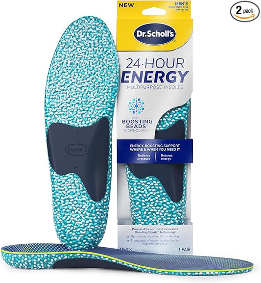 Dr. Scholl's 24-Hour Energy Multipurpose Insoles, Returns Energy with Every Step, Relieves Foot Pressure & Tired Achy Feet, Memory Foam & Gel Insert, Men's Shoe Size 8-14, 1 Pair