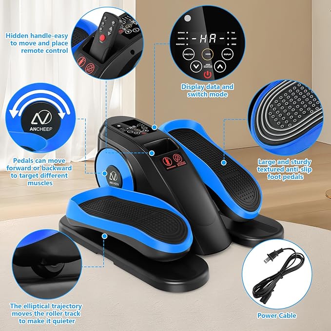 ANCHEER Under Desk Elliptical, Ellipse Leg Exerciser for Seniors Fully Assembled , Electric Seated Pedal Exerciser with Remote Control & 12 Adjustable Speed/Resistance