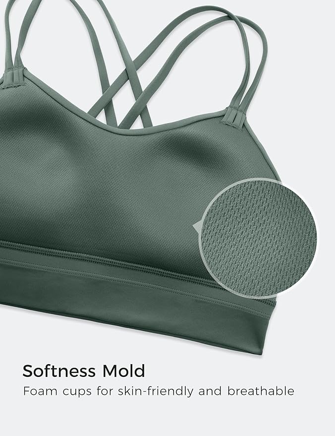 CRZ YOGA Softness Mold Womens Butterluxe Strappy Longline Sports Bra - Double Spaghetti Strap Workout Yoga Crop Top Athletic