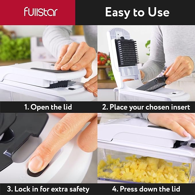 Fullstar The Original Pro Chopper - Vegetable Chopper and Spiralizer, Food Chopper with Container, Fruit Slicer, Kitchen Gadgets & Accessories, Home Essentials (2 in 1, White)