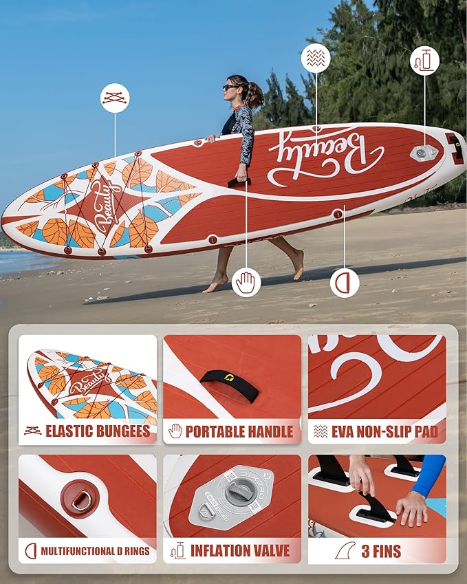 Inflatable Stand Up Paddle Board with SUP Accessories, Anti-Slip EVA Deck, 11'*33" Inflatable Paddle Boards for Adults & Youth of All Skill Levels