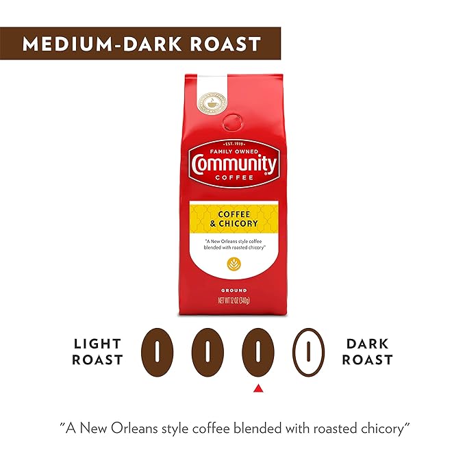 Community Coffee Coffee & Chicory Blend 32 Ounces, Medium Dark Roast Ground Coffee, 32 Ounce Bag (Pack of 2)