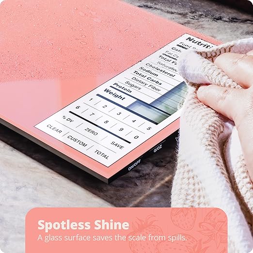 Greater Goods Nutrition Scale with Food Grade Glass, Perfect for Calorie Counting, Meal Prep, and Weight Loss (Coral Pink)