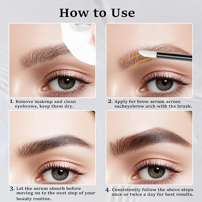 Eyebrow Serum, Fuller & Longer Looking Eyebrow Growth Serum, Advanced Eyebrow Enhancement, Vegan & Cruelty-Free, 0.1 Fl Oz（3ml）
