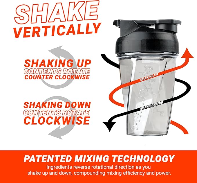 HELIMIX 1.5 Vortex Blender Shaker Bottle Holds Upto 20oz | No Blending Ball or Whisk | USA Made | Portable Pre Workout Whey Protein Drink Shaker Cup | Mixes Cocktails Smoothies Shakes | Top Rack Safe