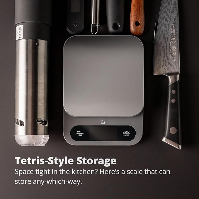 Greater Goods High Capacity Kitchen Scale, 10kg/22lb Capacity Food Scale for Bulk Cooking & Baking, Touch Controls, Hi-Def LCD, Stainless Steel Platform, Precise to 1g