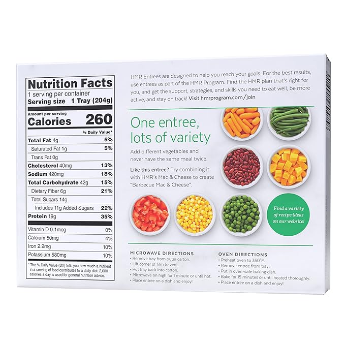 HMR Chicken with Barbecue Sauce Entrée | Pre-packaged Lunch or Dinner | Ready to Eat | 19g of Protein | Low Calorie Food | 7.2oz Serving per Meal | Pack of 6