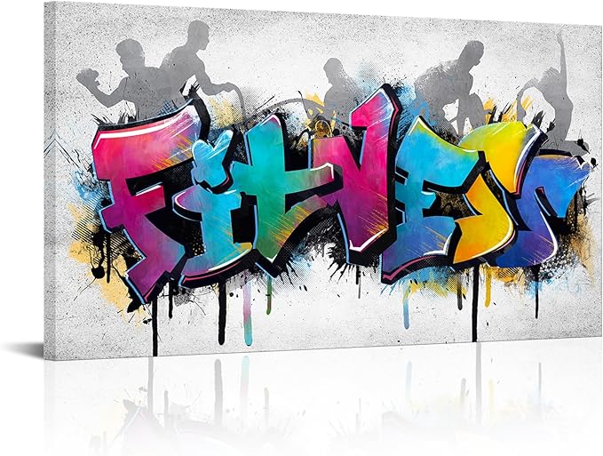 iHAPPYWALL Large Fitness Sports Canvas Wall Art Abstract Colorful Fitness Motivational Life Quote for Gym Workout Room Home Bedroom Office Ready to Hang 20x36inch (Purple)