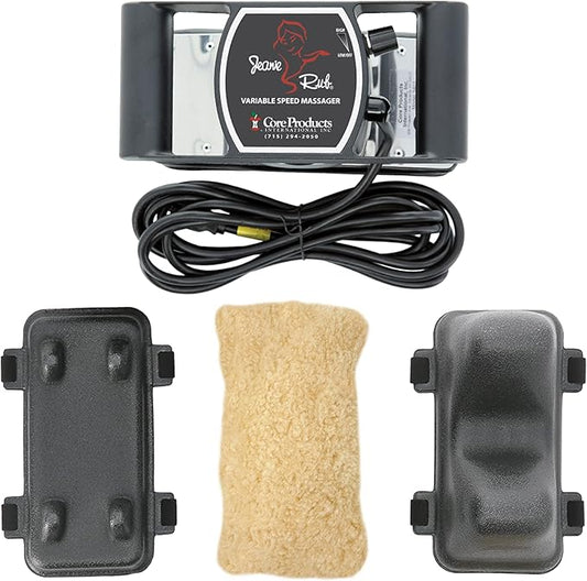 Core Products Jeanie Rub Massager Deluxe Package - Variable Speed Electric Massager for Deep Tissue Pain Relief, Full Body Massage, Back & Shoulder Massager w Fleece Pad Cover & Trigger Point