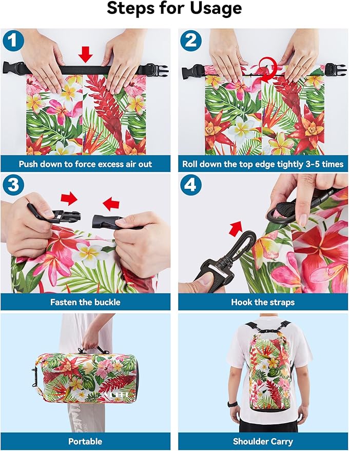 HEETA Waterproof Dry Bag for Women Men(Upgraded Version) 5L/10L/20L/30L/40L Roll Top Lightweight Dry Storage Bag Backpack with Emergency Whistle for Travel, Swimming, Boating, Kayaking, Camping, Beach