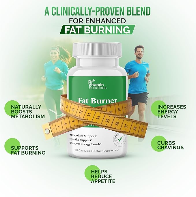DR VITAMIN SOLUTIONS Fat Burner & Appetite Control Weight Loss Supplements for Women & Men - Metabolism Booster w/L-Carnitine, CLA, Chromium - Appetite Suppressant for Weight Loss - 30 Capsules