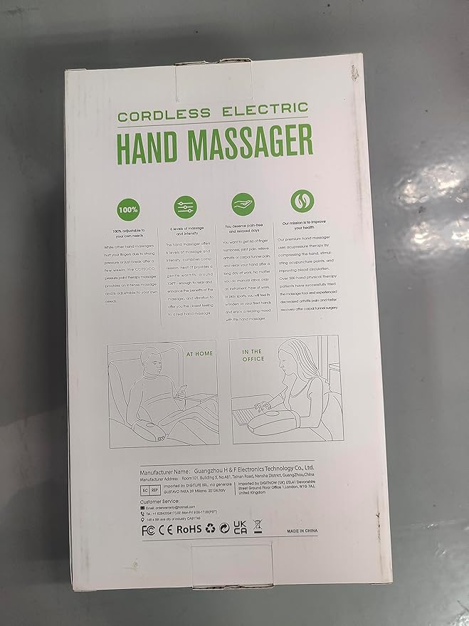 cotsoco Hand Massager with Heat and Compression, 6 Levels Hand Therapy for Arthritis and Carpal Tunnel Relief, Finger and Wrist Cordless Massager Machine for Pain Relief, Gifts for Women Men, White