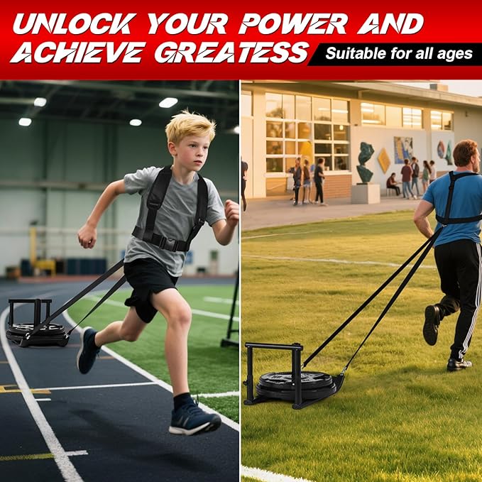 GADFISH Medium-Sized Weight Sled, Adjustable Height Workout Fitness Sled for Speed Training, Push and Pull Sleds for Exercise, Suitable for 1" & 2" Weight Plate, Applicable to Multiple Scenarios