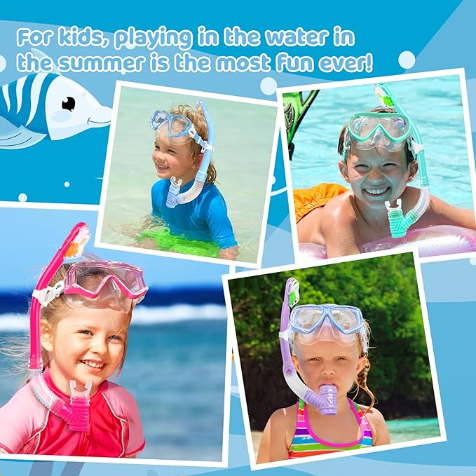 Dry Snorkel for Kids, Ultimate Snorkel Tube for Snorkeling, Freediving & Swimming, Easy-Breath Technology, Top-Mounted Dry Valve & Food-Grade Silicone Mouthpiece
