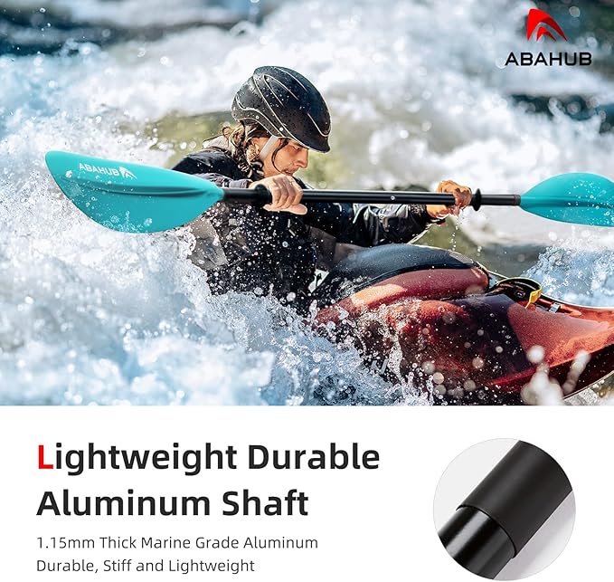 Abahub Kayak Paddle, 90.5 Inches Kayaking Oars for Boating, Canoeing with Free Paddle Leash, Aluminum Alloy Shaft Black/Blue/Green/Orange/Yellow Plastic Blades
