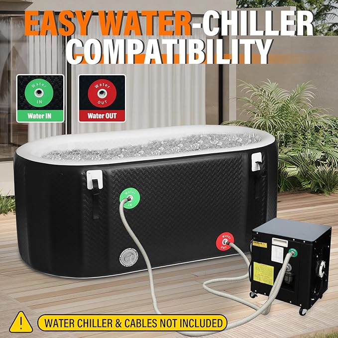 AKSPORT Ice Bath Tub for Athletes, 238 Gallons Inflatable Cold Plunge Tub Compatible with Water Chillers, Icebath for Recovery & Cold Water Therapy, Portable Bathtub for Indoor & Outdoor-Black