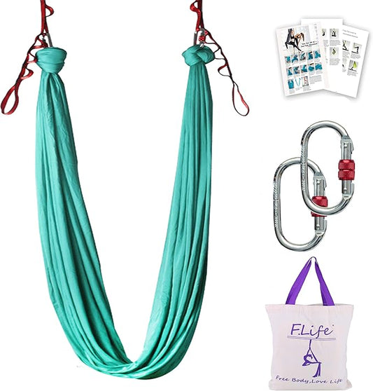 F.Life Aerial Silk Yoga Hammock & Swing for yoga Inversion,Strength training,starter hardware kit