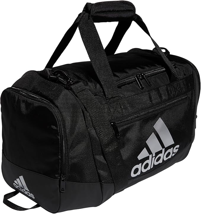 adidas Unisex Defender 4.0 Gym Duffel Bag for Men and Women, Black/Silver Metallic, Small (38L)
