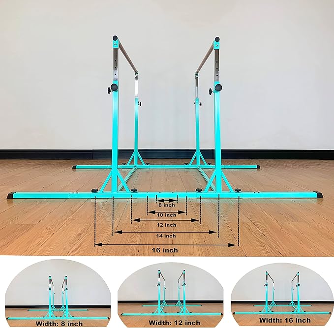 Gymnastics Double Horizontal Bars 3Play Parallel Bars Uneven Bars Gymnastics Training Kip Bar with 304 Stainless Steel Regulating Arms & Fiberglass Rail for Indoor Outdoor Home Club Use