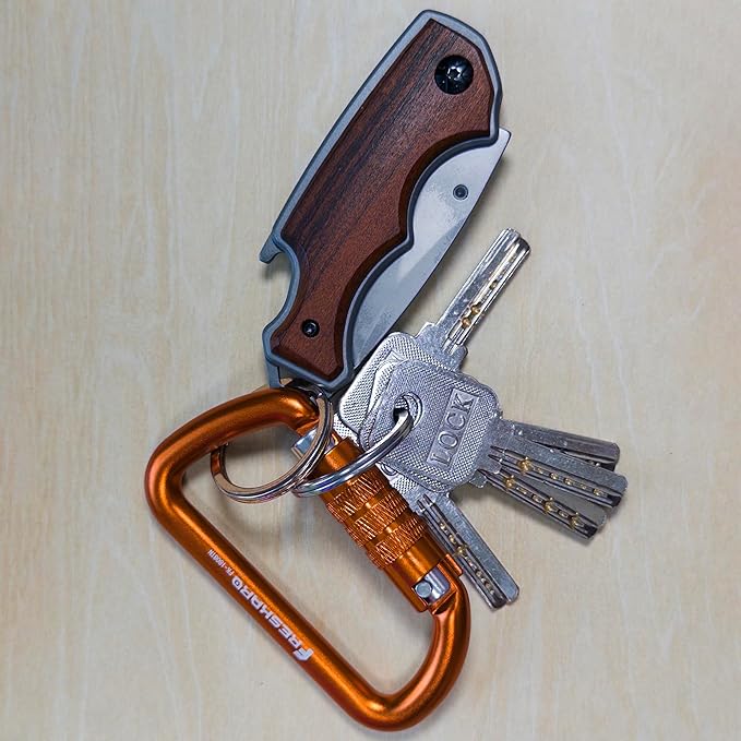 FresKaro 3inch 12kN-2698lbs Auto Locking Carabiner Clips, Solid D Shape, Heavy Duty 7075 Aluminum, Lightweight 1.09oz, Rust Proof, for Hammock, Hiking, Dog Leash, Keychain etc., Multi-Colors