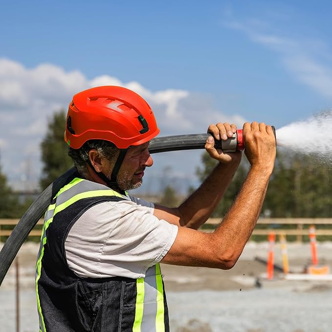 GE Safety Helmet, Impact Absorbing Tech, Adjustable Ratchet, ANSI Type 1, Memory Foam Padding, Hard Hats Protection, Lightweight, Durable, Chin Strap, Comfortable Fit OSHA Approved