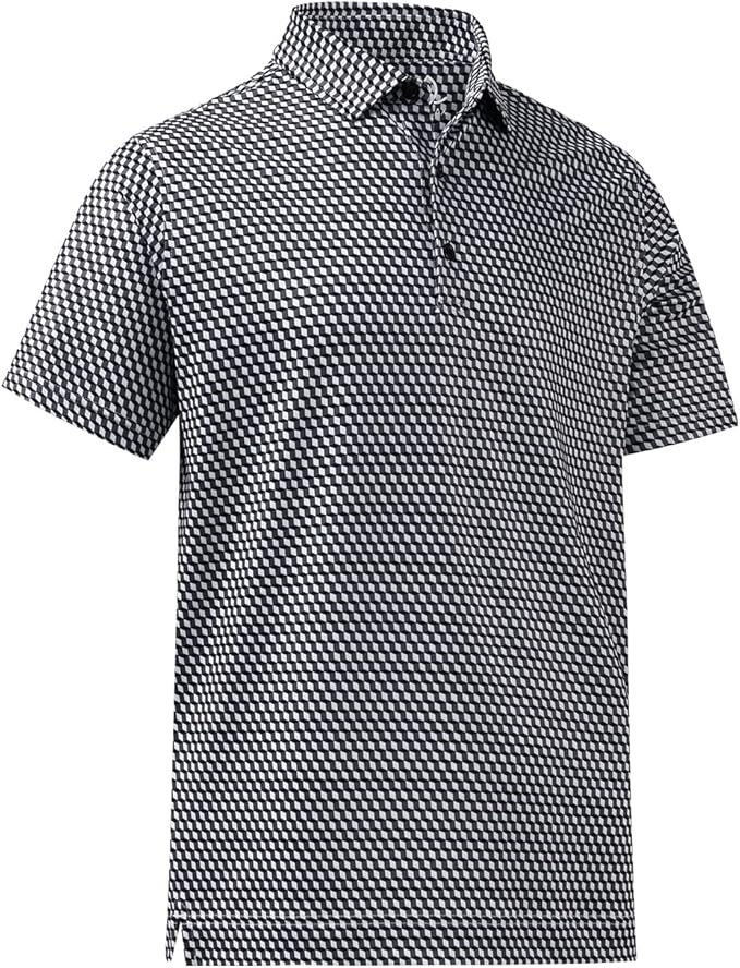 DEOLAX Mens Polo Shirts Fashion Print Mens Golf Shirt Dry Fit Mens Golf Polo Short Sleeve Quick Dry Funny Golf Shirt for Men