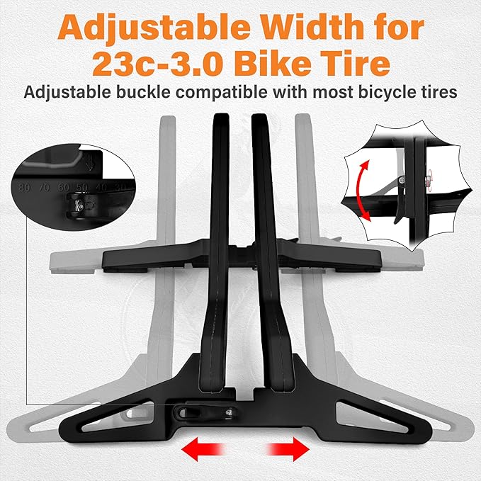 Adjustable Bike Parking Stand Fits 16-29 Inch Bicycles, Compatible with 23c-3.0 Tire Width – Heavy-Duty Plastic, Easy Installation, Stylish Two-Tone Design (Black(2 Pack))