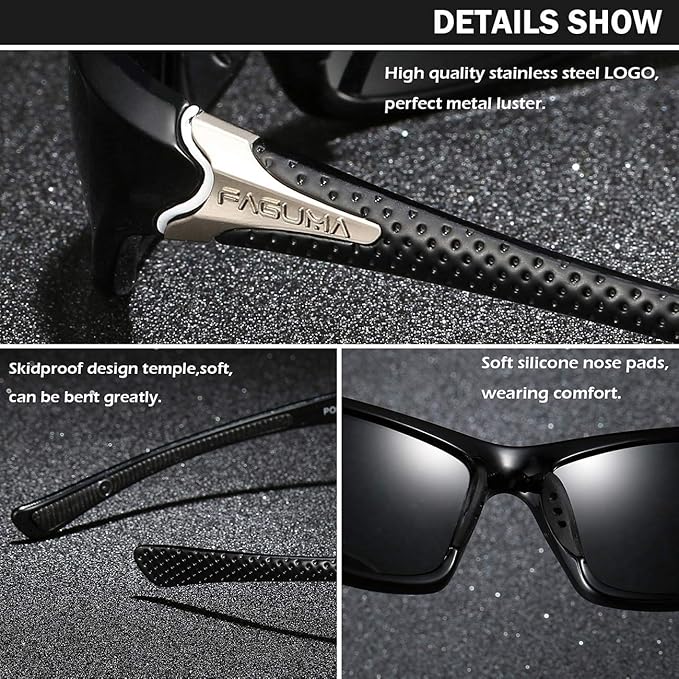 FAGUMA Sports Polarized Sunglasses For Men Cycling Driving Fishing UV400 Protection
