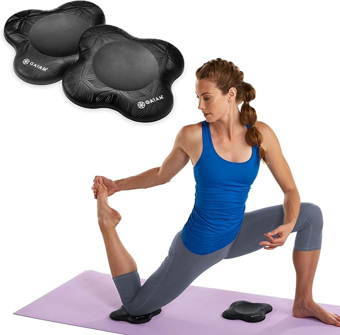 Gaiam Yoga Knee Pads (Set of 2) - Yoga Props and Accessories for Women/Men Cushions Knees and Elbows for Fitness, Travel, Meditation, Kneeling, Balance, Floor, Pilates