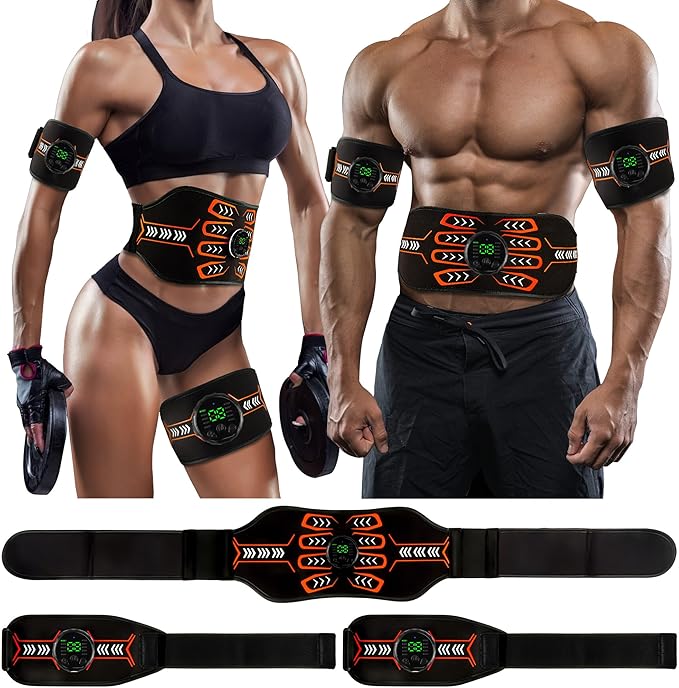 Electronic Muscle Stimulator, Abs Stimulator Muscle Toner, Ab Machine Trainer for All Body, Rechargeble for Fitness Strength Training Workout Equipment for Men and Women(Waist + Arms)
