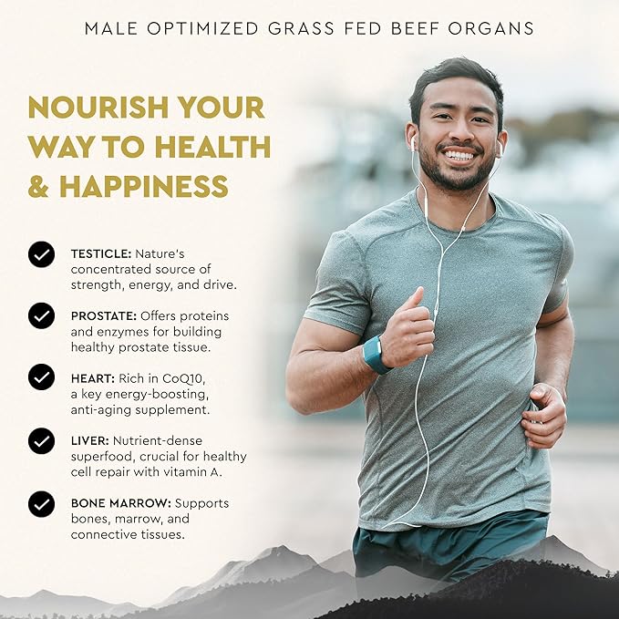 Ancestral Supplements Mofo, Supplements for Men, Support for Energy Levels and Overall Men's Health and Wellness, Non-GMO Grass Fed Beef Organ Supplement with Liver, No Fillers, 180 Capsules