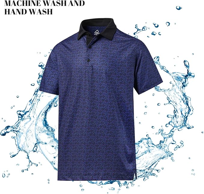 DEOLAX Mens Polo Shirts Fashion Print Mens Golf Shirt Dry Fit Mens Golf Polo Short Sleeve Quick Dry Funny Golf Shirt for Men