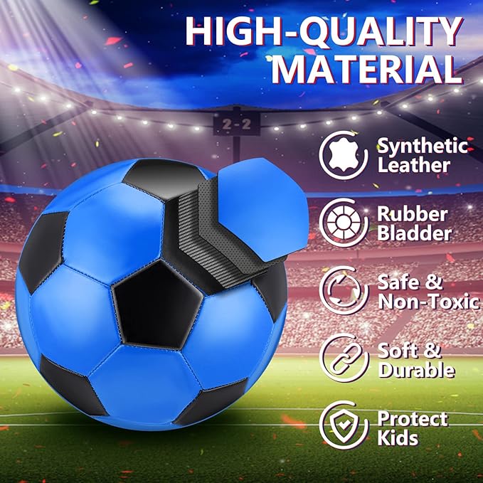 HyDren 4 Pack Soccer Ball with Pump Official Size 4/5 Deflated Soccer Balls Bulk for Outdoor Indoor Practice Training Sport Gift for Kids Boys Teen Youth Adult