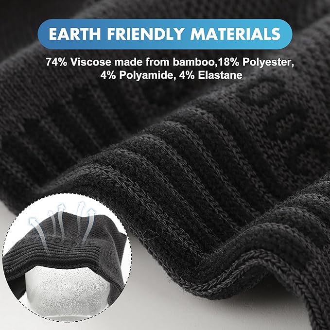 BAMBOO COOL Men's Ankle Socks Athletic Cushioned Moisture Wicking, Running Socks Arch Support Breathable, Heel Tab 8 Pack