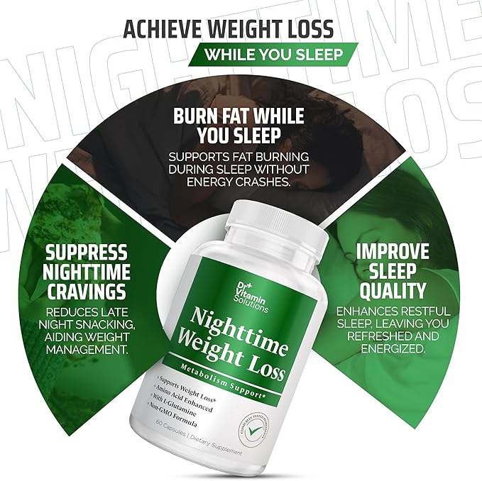 DR VITAMIN SOLUTIONS Nighttime Fat Burner Supplements - Appetite Suppressants for Weight Loss - Night-Time Fat Burner for Women and Men Supporting Sleep & Relaxation - Weight Loss Pills - 60 Capsules