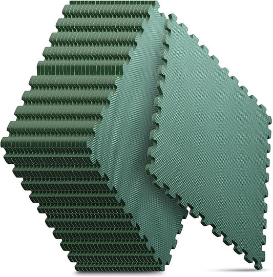 Home Gym Mat, Puzzle Exercise Mat, EVA Interlocking Foam Floor Tiles for Home Workout Equipment and Kids' Play Areas - Blue, 24 in x 24 in x ½ in - (Green, 24 Pack(96 SQ FT))
