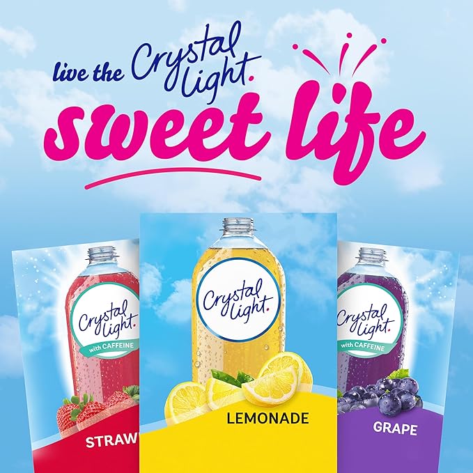 Crystal Light Lemonade Naturally Flavored with other natural flavor Powdered Drink Mix, 120 ct Pack, 4 Boxes of 30 On-the-Go-Packets