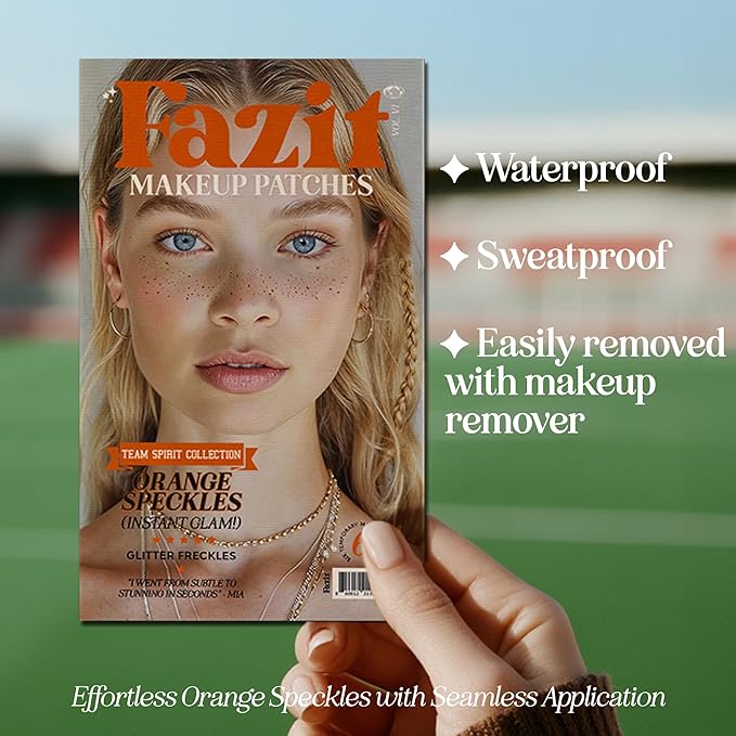 Fazit Makeup Patches - Orange Speckles - Waterproof - Temporary Face Patches for Women - 6 Count