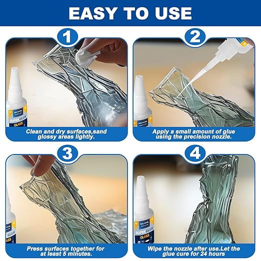 Glass Glue, 100g Ultra Strong Clear, Waterproof & Fast Super Glue, Curing Adhesive for Glass Repair, Mirror, Crystal, Jewelry, Crafts,Plastic Models