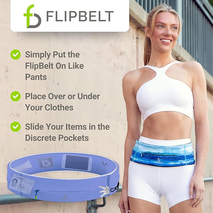 FlipBelt Zipper Running Belt, Waist Pack for Fitness and Running, US Company