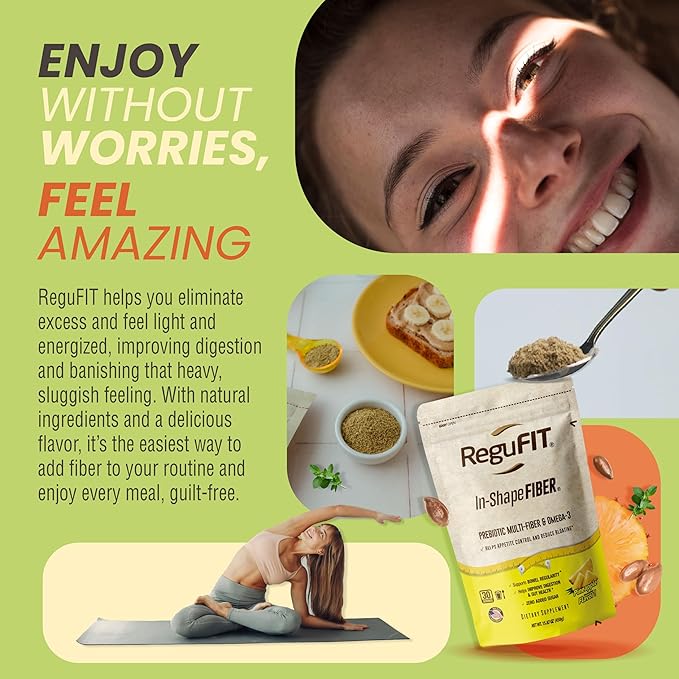 Fiber Powder to Supports Bloating Relief & Gut Health, Helps Maintain Regularity, Prebiotic, Superfood, Omega-3 ALA, Pineapple Flavor, 30 svgs