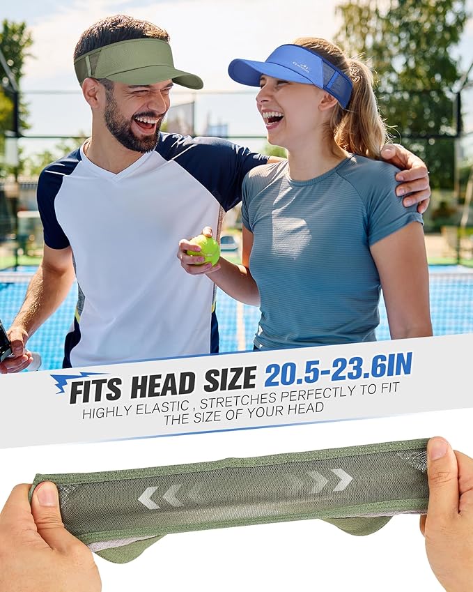 GXCROR Sports Sun Visor Hat Men Women, Lightweight Breathable Quick Dry Sports Sun Hat for Running Golf Tennis