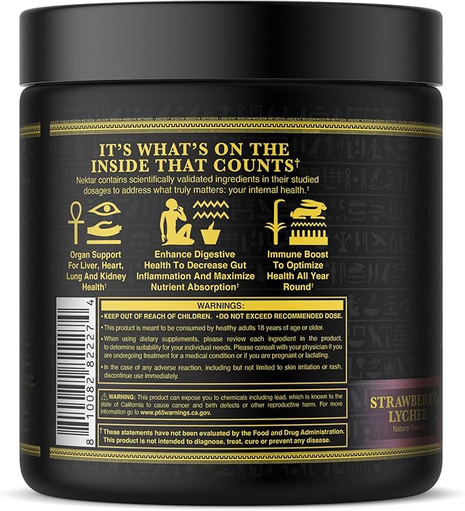 Ambrosia Nektar Superfood Health Supplement Powder, 30 Servings, Strawberry Lychee Flavor