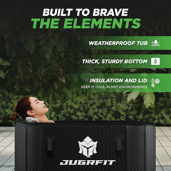 Cold Plunge Tub with Water Chiller – 53”L×32"W, 121 Gal Inflatable, Portable Ice Bath Tub for Outdoor or Indoor Use – 37℉ Chiller, Pump, & Filter – Boost Athletic Recovery, Mood, & Energy with JUGRFIT